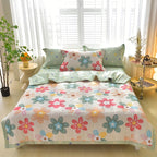 Summer Cooling Quilt Set 3 Piece Thin Quilt 2 Pillowcases Floral Embossed Skin Friendly Soft All Season Comforter - Twin Full Queen King Hotel Bedroom