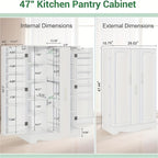 47 Inch Kitchen Pantry Storage Cabinet with Drawer – Multifunctional Buffet Cupboard Sideboard with Adjustable Shelves | Multiple Styles & Colors
