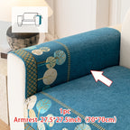 Bohemian Embroidered Sofa Cushion Cover Geometric Tree Leaf Design Pet Friendly Elegant Blue Gold for Living Room Bedroom Office All Sofa Sizes