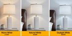 27" Modern Ceramic Table Lamp Set of 2 – Farmhouse Bedside Lamps with 3 Color Temperatures for Bedroom, Living Room & Office (LED Bulb Included)