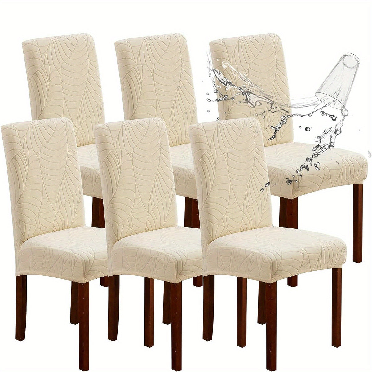 Stretch Jacquard Dining Chair Covers Set of 4 or 6 Removable Washable Polyester-Elastane Slipcovers – Chair Protector for Kitchen Home Hotel Restaurant, Valentine's Day Home Decoration