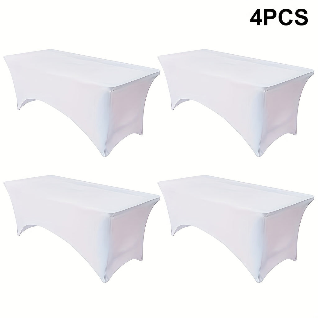 Spandex Fitted 6FT Tablecloth for Rectangular Tables – Wrinkle-Resistant Elastic Table Cover for Parties, Weddings, Trade Shows & Events – 2/4/8/12-Pack in Black, White & Light Yellow
