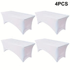 Spandex Fitted 6FT Tablecloth for Rectangular Tables – Wrinkle-Resistant Elastic Table Cover for Parties, Weddings, Trade Shows & Events – 2/4/8/12-Pack in Black, White & Light Yellow