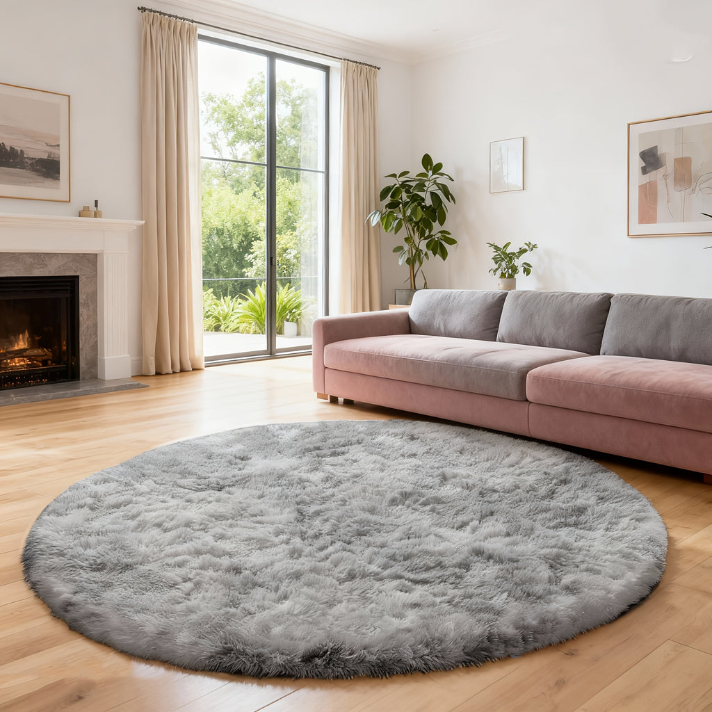 Tie Dye Round Area Rug Soft Plush Shaggy Circle Floor Mat Non-Slip for Living Room Bedroom Dorm – Boho Rainbow & Solid Colors 4x4 5x5 6x6 7x7 8x8 Ft | Home Decor Aesthetic