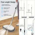 Cordless Electric Spin Mop with LED Headlight & Water Sprayer - Dual Motor 150RPM, 180ml Tank, Rechargeable Floor Scrubber for Hardwood, Tile & Marble | Lightweight for Elderly