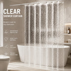 3D Geometric Water Cube Shower Curtain Translucent – Bathroom Divider with Rust-Proof Metal Eyelets & Plastic Hooks | 150 & 180 Width Home Bathroom Decor