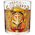 Veteran Tribute Whiskey Glass 10oz – Engraved US Navy Military Gift, Patriotic Personalized Whiskey Glass for Dad, Veteran & Anniversary