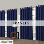 Room Darkening Blackout Curtains 4-Pack – Grommet Top Plain Weave Sun Blocking Drapes for Living Room & Bedroom, 9 Colors, 7 Size Options, Woven Polyester