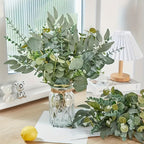 Artificial Eucalyptus Stems Bulk 50/100pcs – Mixed Silver Dollar Eucalyptus Leaf Picks for Bouquets, Flower Arrangements & Home Decor – Faux Greenery Stems for Vases & Wreaths