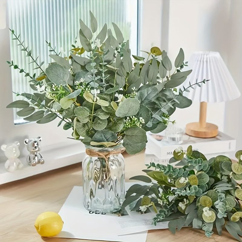 Artificial Eucalyptus Stems Bulk 50/100pcs – Mixed Silver Dollar Eucalyptus Leaf Picks for Bouquets, Flower Arrangements & Home Decor – Faux Greenery Stems for Vases & Wreaths