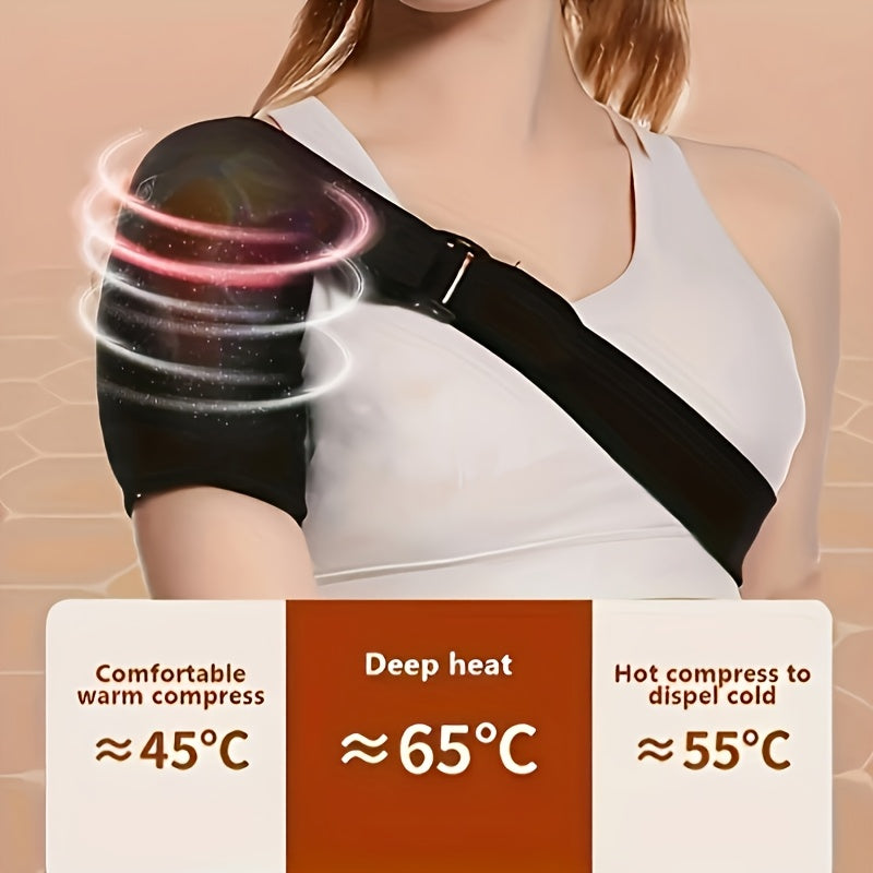 Heated Shoulder Massager with 3 Vibration & Heating Modes, Wireless USB Charging Multifunctional Shoulder Wrap Massager for Pain Relief Relaxation, Gift for Elderly Parents Friends