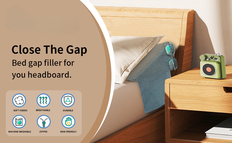 Bed Wedge Pillow & Headboard Gap Filler – Triangle Pillow Wedge for Sleeping, Reading & Resting | Twin, Full, Queen & King | Grey & White