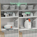 Stackable Plastic Plate Organizer Rack with Lids for 6-9.5 Inch Plates Space-Saving Kitchen Storage for RV Camping Outdoor Use