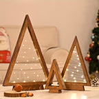 Wooden Desktop Mini Light Tree Set – Decorative LED Holiday Trees for Home, Office & Shelf Displays, Reusable, 2 to 6-Piece Sets