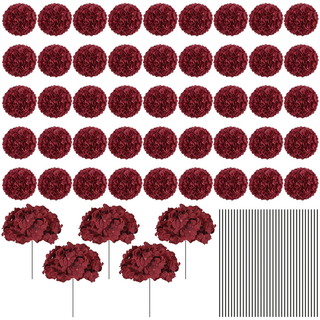 Bulk Artificial Hydrangea Flower Heads 72pcs with Stems - Faux Hydrangea Flowers for Home, Wedding & Party Decorations, Floral Arrangements & Centerpieces