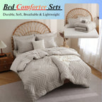 5/7pcs Pintuck Bed In A Bag Comforter Sets, Pinch Pleat Complete Bedding Sets with Comforter, Sheets & Pillowcases, Queen/King Size, All Season