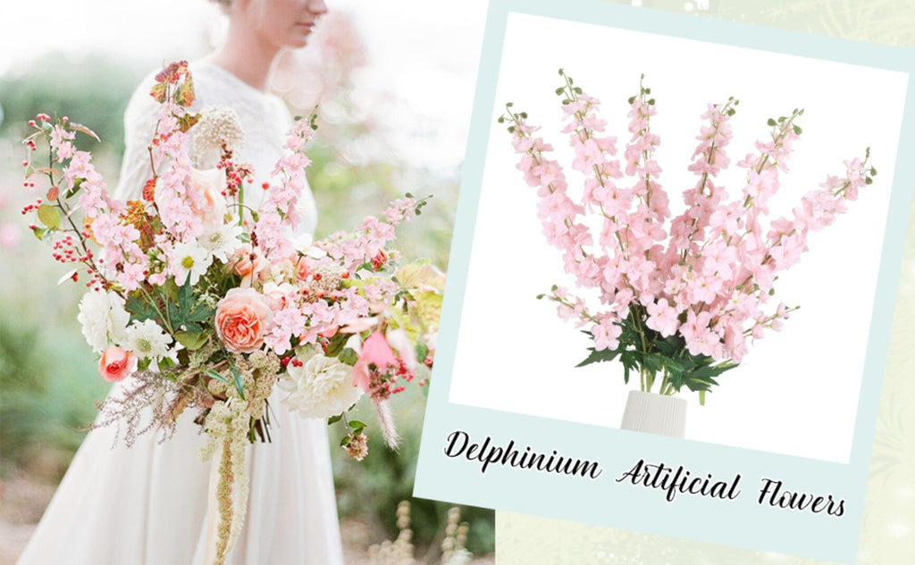 Artificial Delphinium Flowers 6pcs 33.5 Inch Long Stem Faux Snapdragon for Vase, Wedding, Home & Party Decor