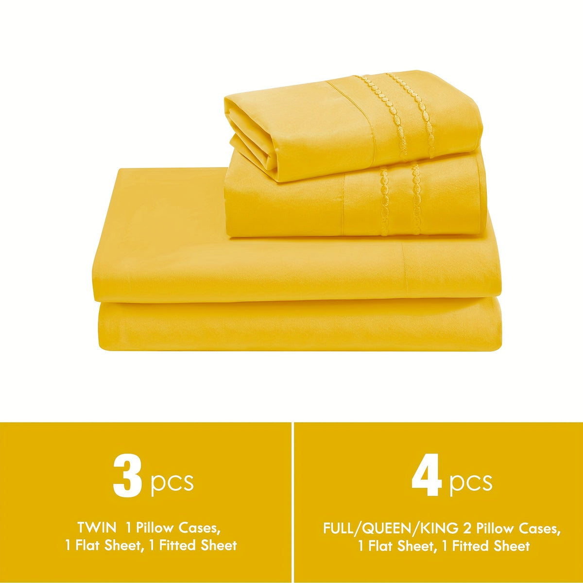 Deep Pocket Bed Sheet Set 3/4 Pcs Cooling Soft Breathable Fade-Resistant Bedding – All-Season Comfort for Twin Full Queen King, 9 Colors, Dorms & Guest Rooms