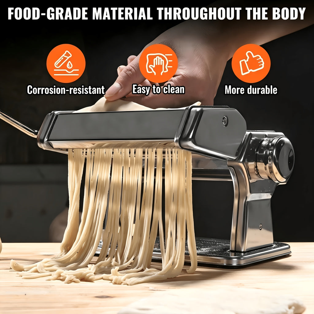 2-in-1 Pasta Maker Machine with Roller & Cutter - 8 Adjustable Thickness Settings, Makes Spaghetti, Fettuccine, Lasagna & Dumpling Wrappers