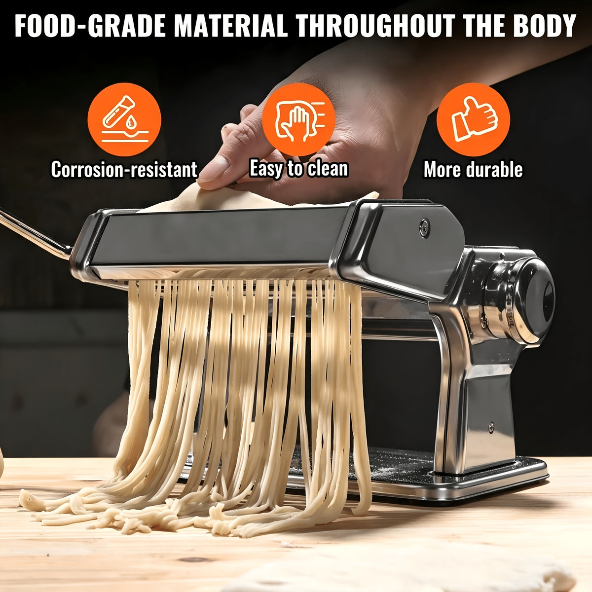 2-in-1 Pasta Maker Machine with Roller & Cutter - 8 Adjustable Thickness Settings, Makes Spaghetti, Fettuccine, Lasagna & Dumpling Wrappers