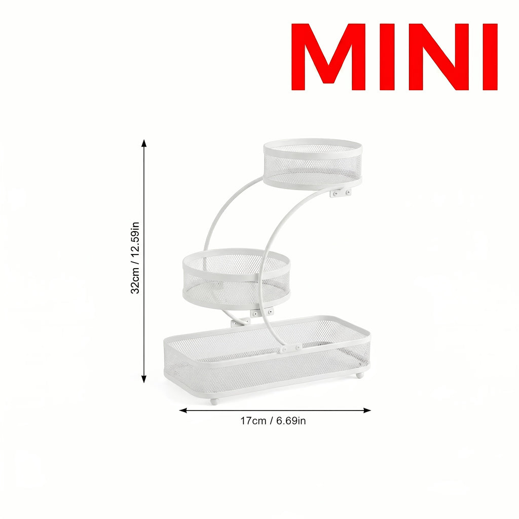 3-Tier Metal Mesh Countertop Storage Rack with Hooks, Space-Saving Organizer for Bathroom & Kitchen – Heavy-Duty Cosmetic, Perfume & Toiletry Display Stand, Black or White, Mini Available