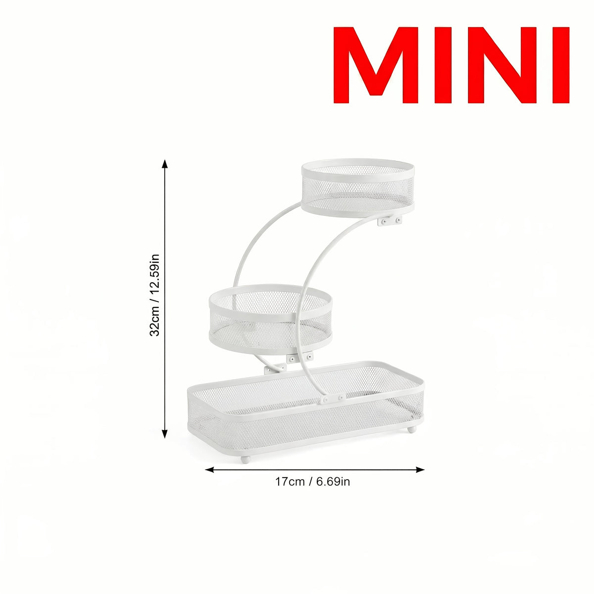 3-Tier Metal Mesh Countertop Storage Rack with Hooks, Space-Saving Organizer for Bathroom & Kitchen – Heavy-Duty Cosmetic, Perfume & Toiletry Display Stand, Black or White, Mini Available