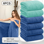 Oversized Striped Bath Towel Set – Absorbent Quick-Dry Adult Bath Towels for Spa, Hotel & Home | Available as Single or 6-Piece Set | Multiple Colors