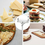 Adjustable Cheese Slicer & Garlic Press 2-Piece Kitchen Tool Set – Metal Blade Adjustable Thickness, Manual Cheese Cutter for Home Cooking
