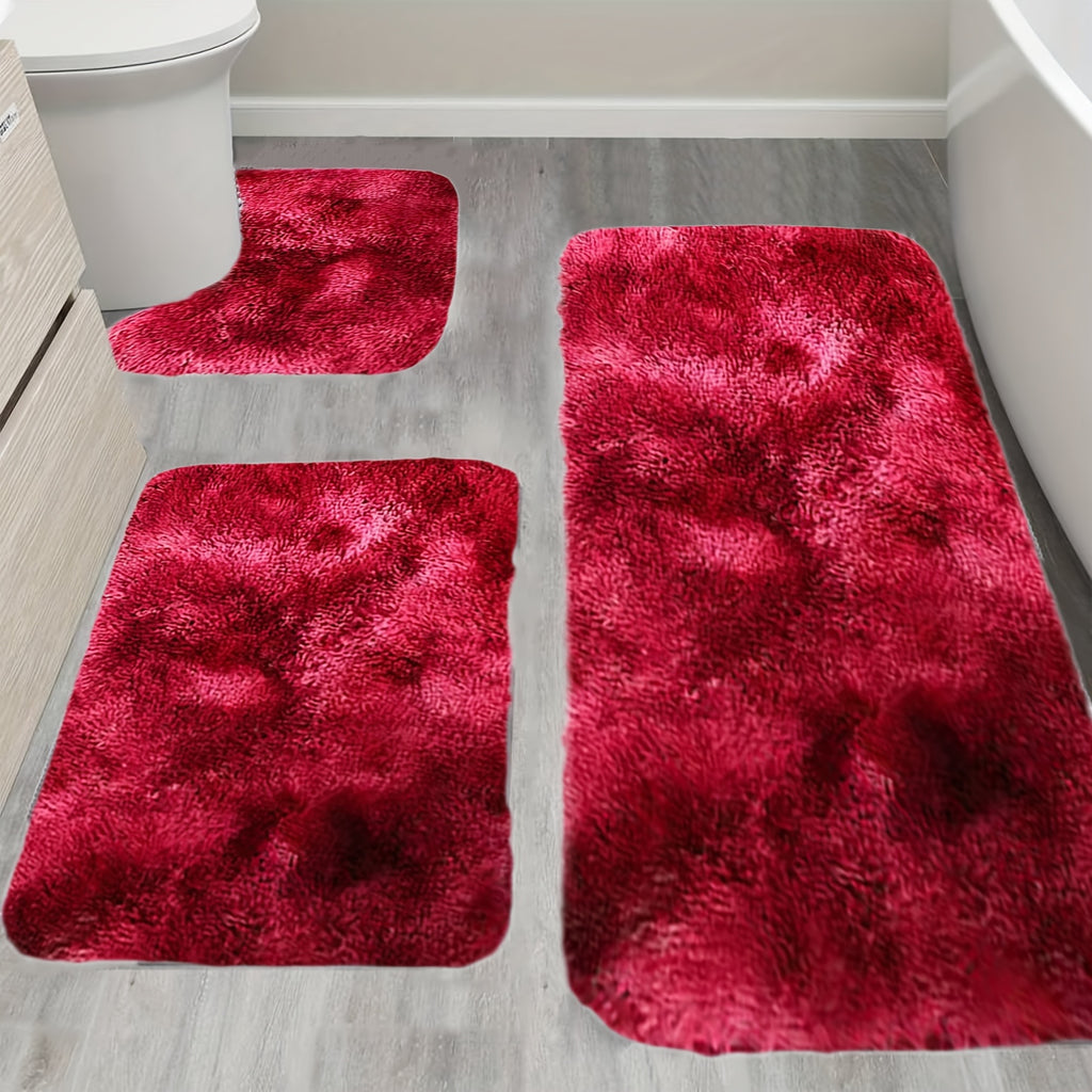 Plush Bath Rugs Set 1-6 Pieces, Multi-Color Microfiber Non-Slip Bathroom Mats – Soft Water Absorbent Thick Machine Washable Toilet Mats for Bathroom, Tub & Shower