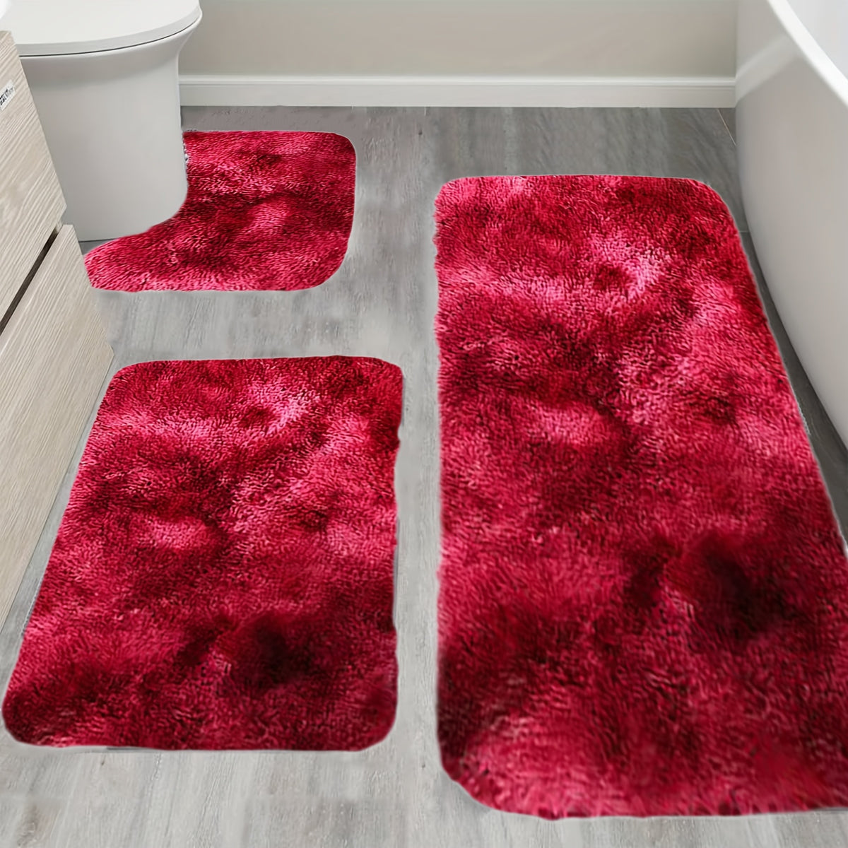 Plush Bath Rugs Set 1-6 Pieces, Multi-Color Microfiber Non-Slip Bathroom Mats – Soft Water Absorbent Thick Machine Washable Toilet Mats for Bathroom, Tub & Shower