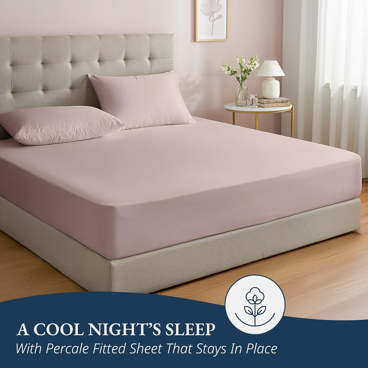 Bamboo Fitted Sheet Set 3pcs Cooling Breathable Soft Deep Pocket – 1 Fitted Sheet & 2 Pillowcases, Fits Mattress Up to 15", Twin Full Queen King, 12 Colors