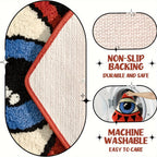 Heart Shaped Plush Bathroom Mat with Eye Pattern - Non-Slip Absorbent Irregular Bath Rug, 20.47" x 24.4", Decorative Bathtub Foot Pad for Valentine's Day, Bedroom & Home Decor