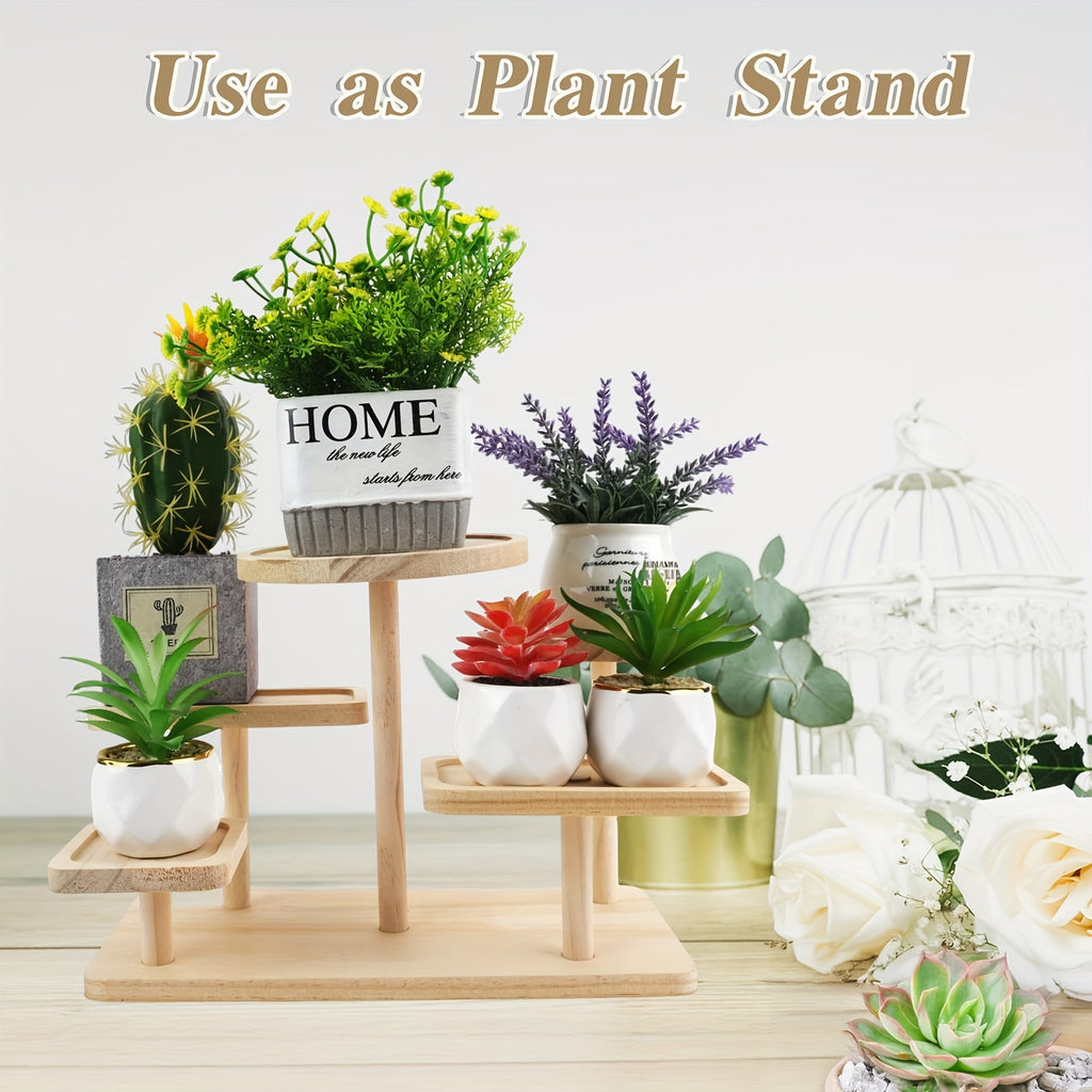 Multi-Tier Wooden Desk Organizer 5 or 6 Tray – Space-Saving Standing Shelf Rack for Cosmetics, Jewelry, Decor & Office Supplies