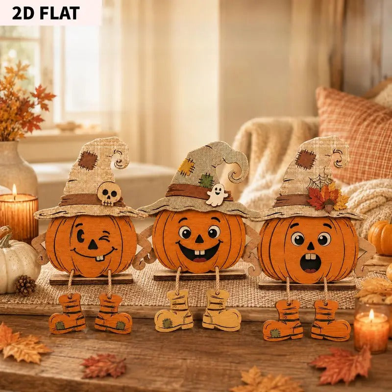 Autumn Harvest Wood Signs Set of 3 Pumpkin Maple Leaf Rustic Tabletop Plaques – Thanksgiving Halloween Farmhouse Home Decor