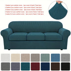 Grid Pattern Elastic Sofa Cover – Anti-Slip Full Coverage Stretchable Sofa Protector Machine Washable Classic Design for Living Room Bedroom Office