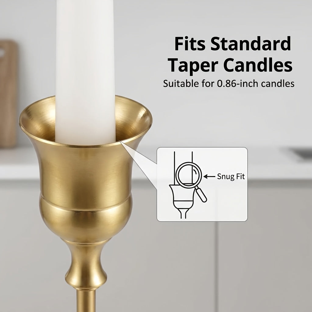 Copper Taper Candle Holders Set 30/36/48 Pcs Retro Minimalist Candlestick for Dining Table Wedding Birthday Christmas Fireplace Home Decor