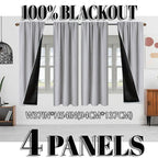 Blackout Curtains 4 Panel Set Rod Pocket – 100% Thermal Insulated Noise Reducing Solid Polyester, Laminated Lining, 7 Colors 7 Sizes