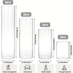 TOMNK Bulk Clear Cylinder Glass Vases 12/20/24pcs in 4-5 Sizes – Tall Boho Flower Vase Set for Wedding Centerpieces, Rustic Home Decor, Formal Dinners, Parties & Hurricane Floating Candle Holders