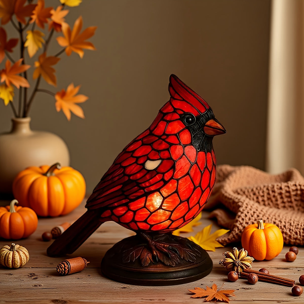 Red Bird Lighted Tabletop Night Lamp - USB Powered Decorative Bird Light for Holiday Home Decor, Christmas Thanksgiving New Year Gift | Nuvia Haven