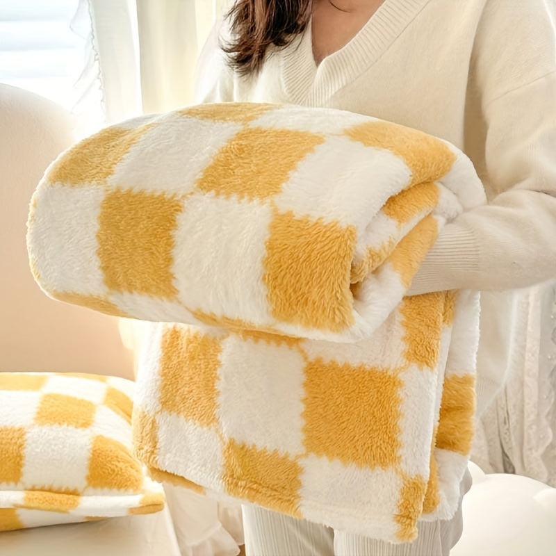 Double-Sided Velvet Plaid Blanket Super Soft Machine Washable for Home Bedroom Sofa Travel Panda Print Black White Blue Green Yellow Pink Coffee 4 Sizes