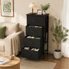 Fabric Dresser with 4 Drawers – Reinforced Edition, Wooden Top & Sturdy Metal Frame, Bedroom Storage Cabinet for Closet, Entryway & Dorm | 6 Colors