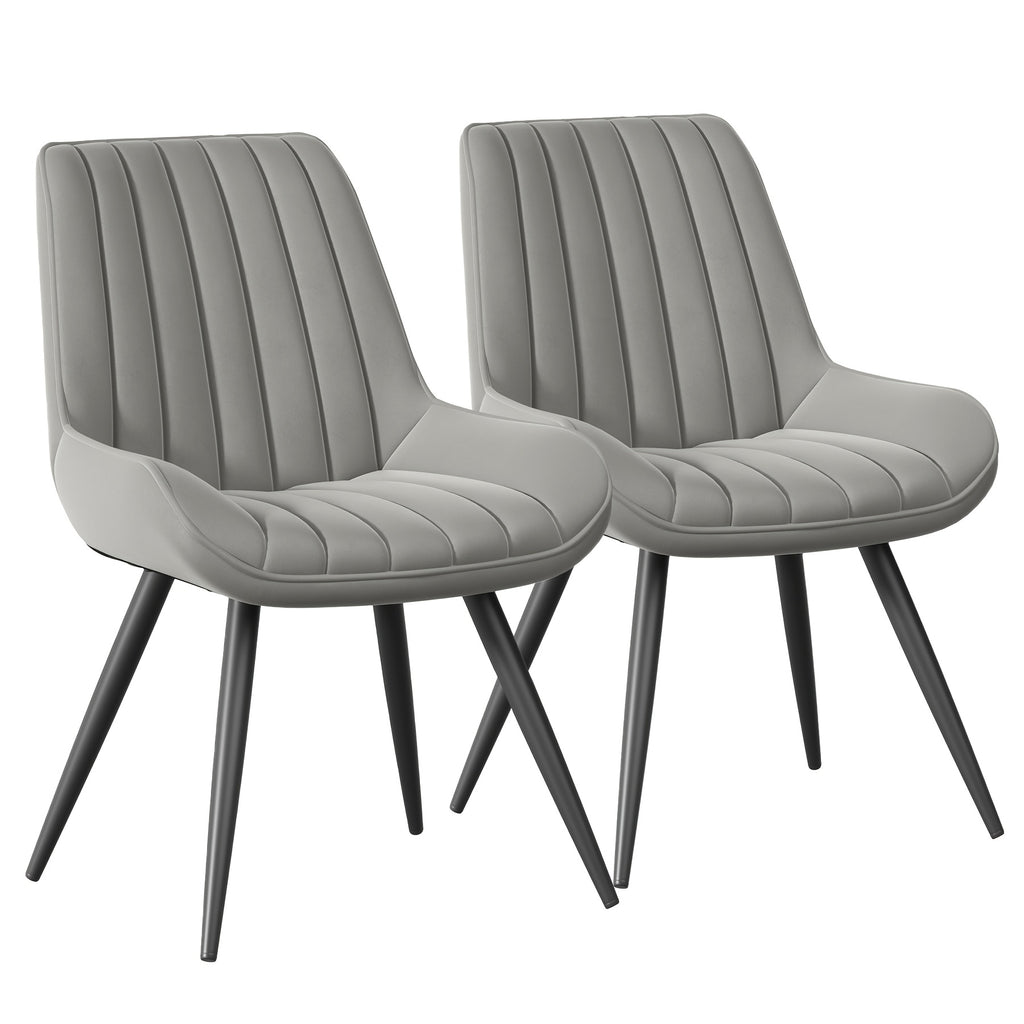 Modern Upholstered Dining Chairs Set of 2 or 4 – Thick Cushion Fabric Side Chairs with Metal Legs | Kitchen, Dining Room, Office & Bar