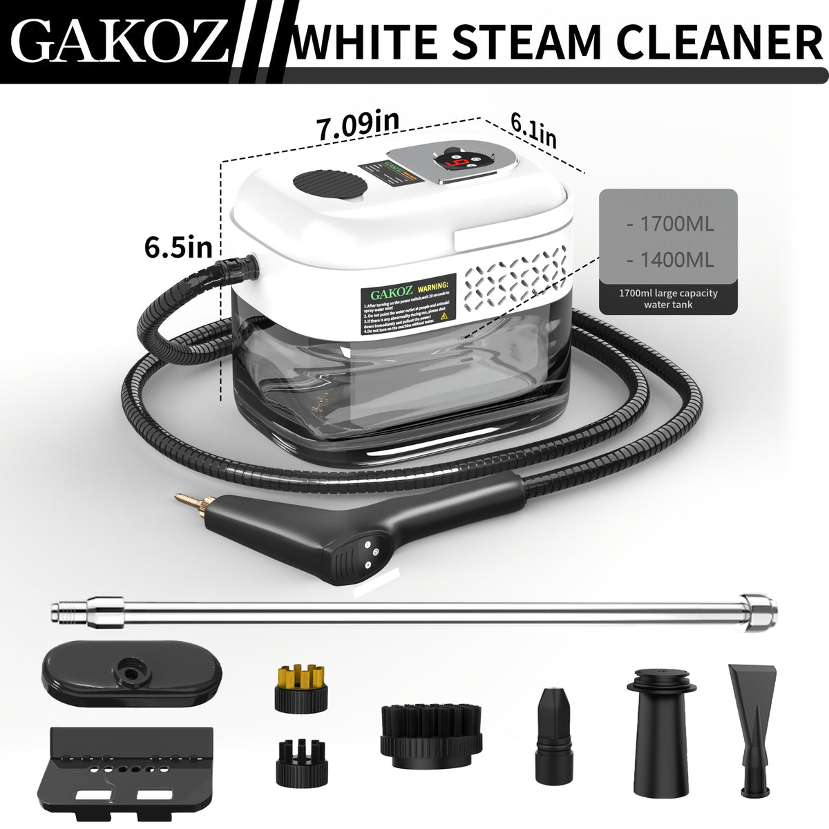 Handheld High Pressure Steam Cleaner High Temperature Portable Steam Mop LCD Display Gear Control 40oz Tank for Kitchen Carpet Sofa Upholstery