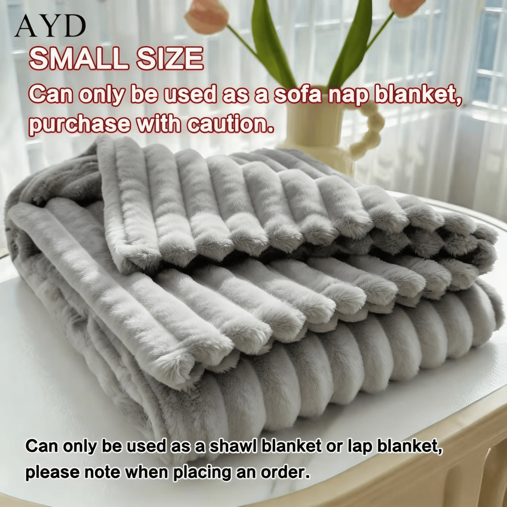 Faux Rabbit Fur Blanket Ultra-Soft Plush Throw for Bed & Couch – Lightweight Cozy Blanket in 8 Colors, Twin to King Size, Safe for Kids & Adults