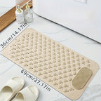 Non-Slip PVC Bath Mat with Massage Buttons, Polka Dot Pattern Shower Safety Mat, 0.35" Thick Rectangular Bathroom Mat – Dark Gray & Green