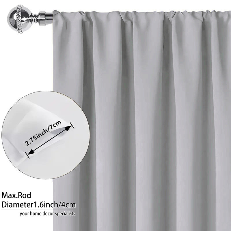 Blackout Curtains 4 Panel Set Rod Pocket – 100% Thermal Insulated Noise Reducing Solid Polyester, Laminated Lining, 7 Colors 7 Sizes