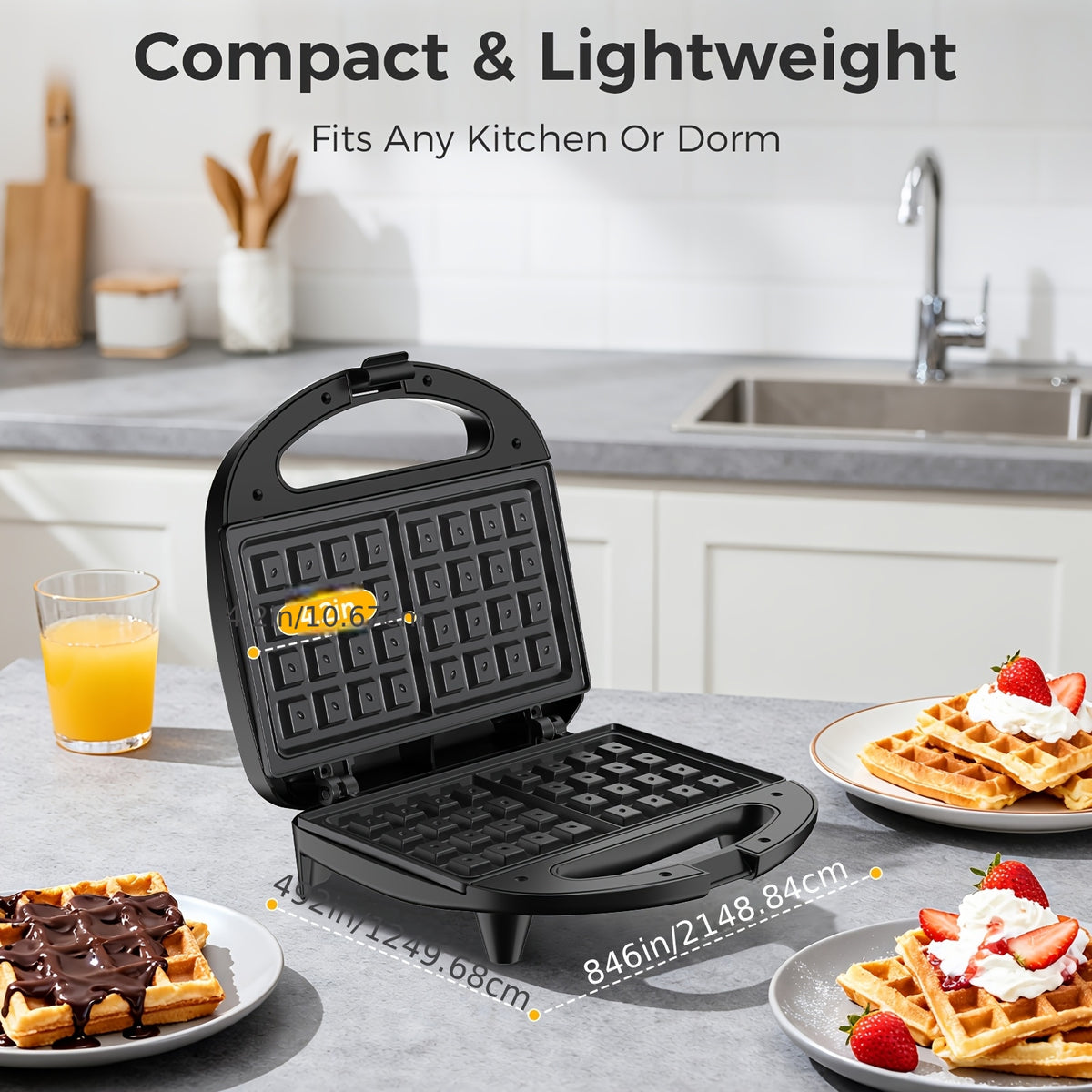 2-Slice Belgian Waffle Maker | Nonstick PFOA-Free Waffle Iron with Indicator Lights | 750W Quick Heating for Breakfast & Snacks