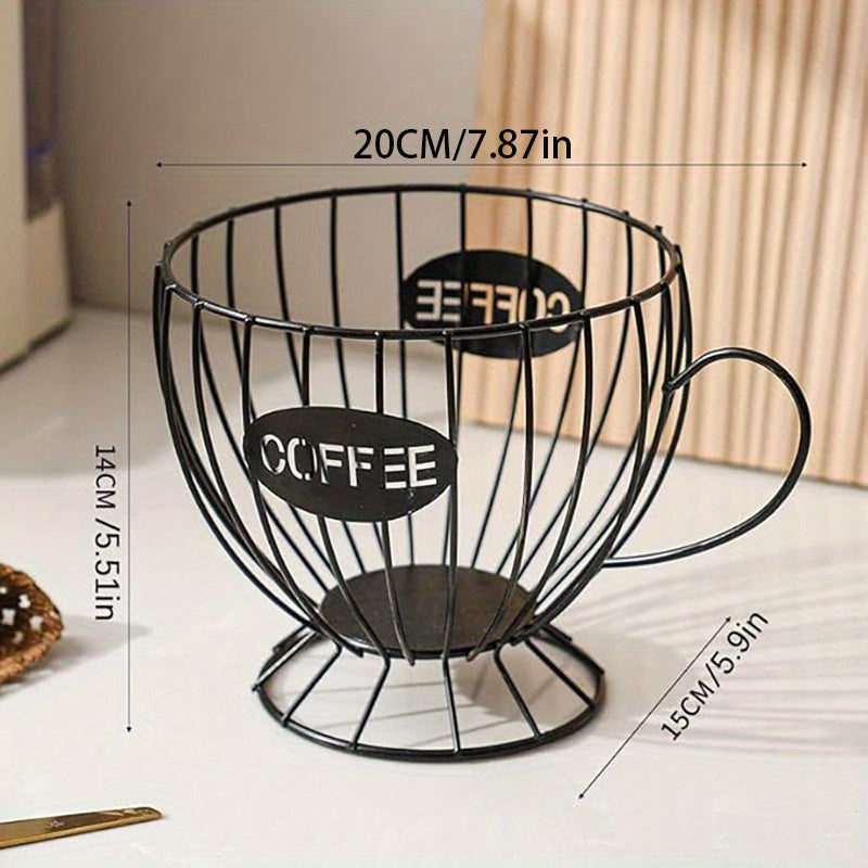 Coffee Pod Holder K-Cup Organizer Basket - Extra Large Capacity Capsule Storage for Coffee Bar, Kitchen Counter, Office Breakroom & Cafe Display, Gold & Black Options