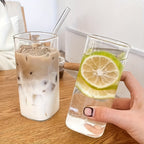 2pcs 12oz Reusable Glass Travel Cups Heat Resistant Shatter Resistant with Lid & Straw - Hot Cold Drinks Outdoor Travel Coffee Tea | Nuvia Haven