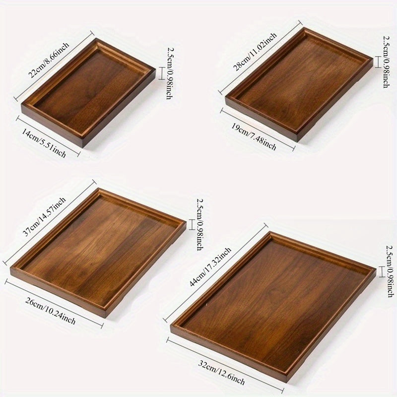 Dark Walnut Bamboo Serving Tray Rectangular Vintage Bamboo Composite Water Resistant for Home Restaurant Hotel Display Size S M L XL